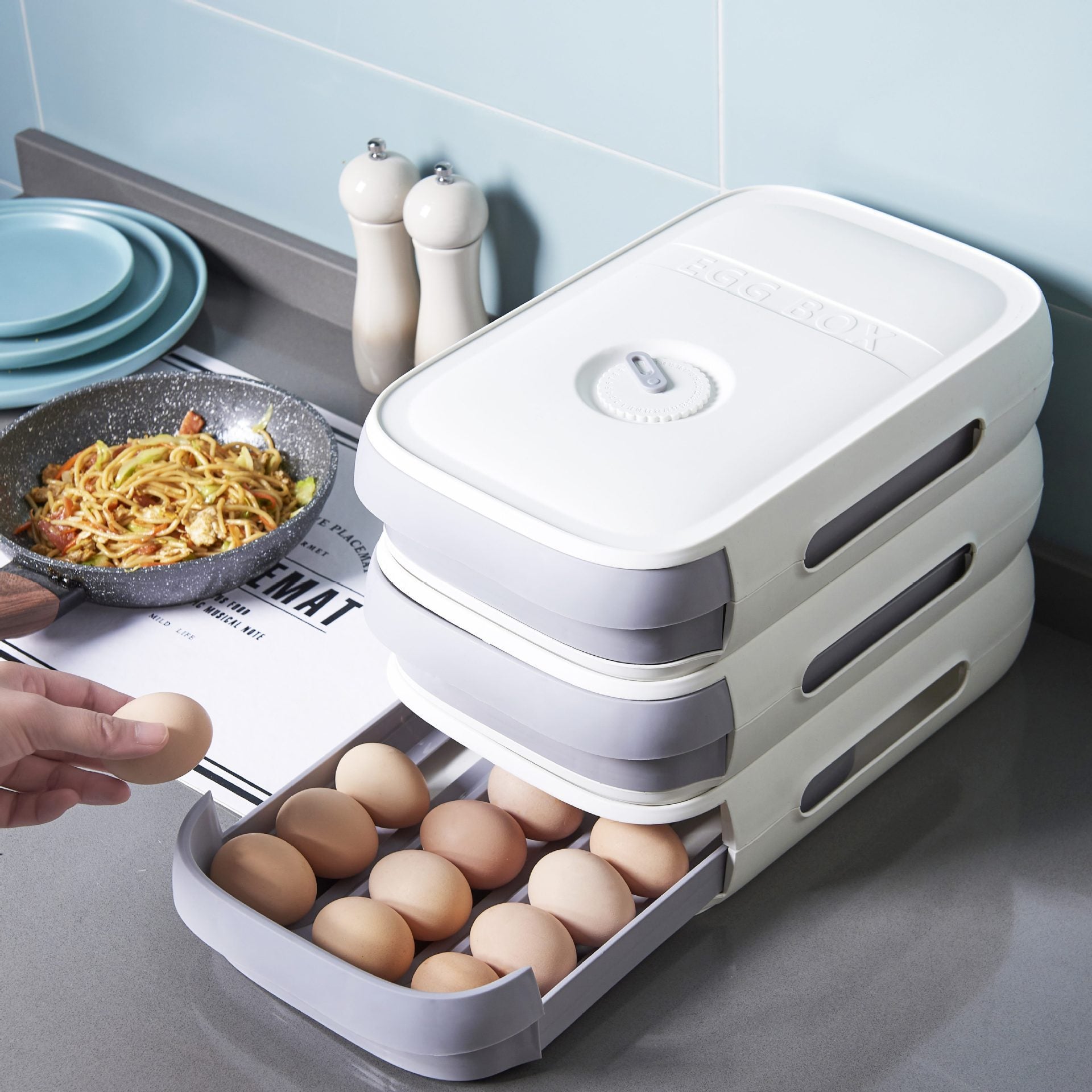 Drawer-Type Refrigerator Egg Storage Box – Dumpling Holder & Household Organizer for Kitchen