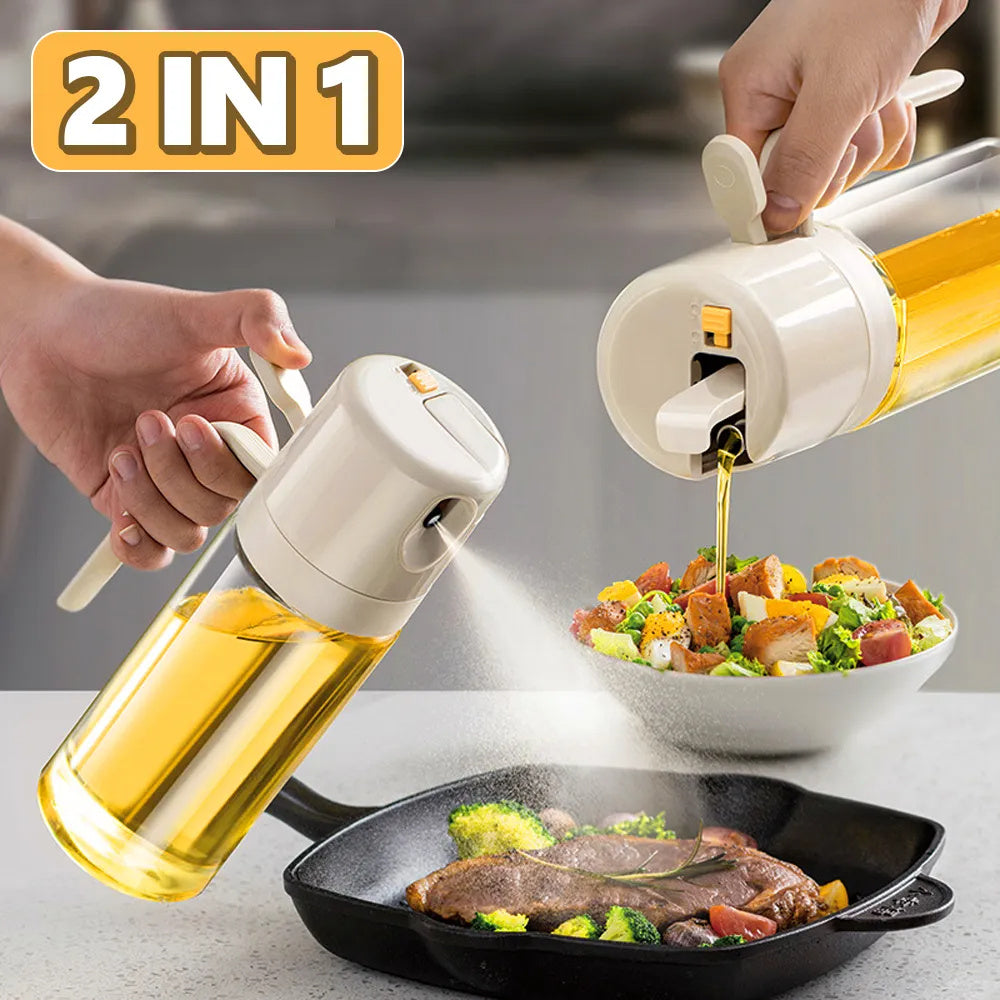 2-in-1 Oil Sprayer Bottle – BBQ Cooking Oil & Vinegar Dispenser with Mist Spray for Kitchen and Baking