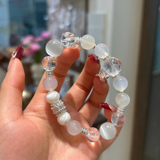 Chinese Style Gold Bracelet – White Crystal Five Elements Design, All-Match Fashion Jewelry