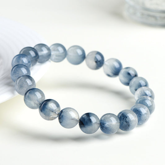 Natural Blue Rabbit Hair Round Bead Bracelet – Half Pot Style